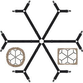 WUBAYI Bettlakenbefestigungen Bettlakenklammern Lakenhalterbänder Lakenbefestigungen mit 12 Klammern in 6 Richtungen Geeignet für runde und quadratische Betten