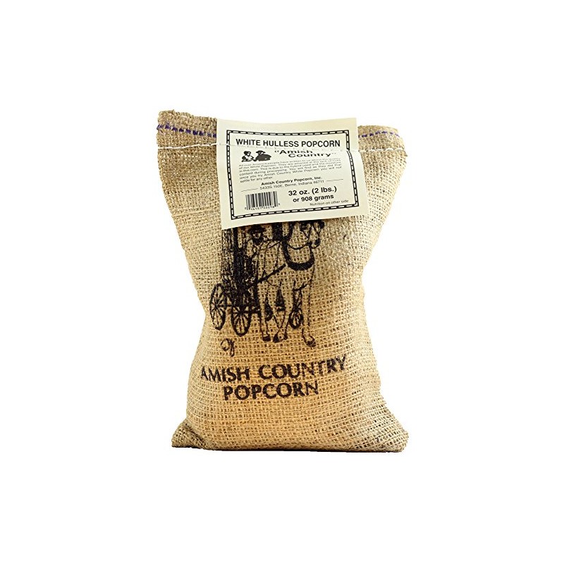 Amish Country White Popcorn, Less Hulls, 2 Pounds in a