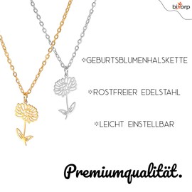 Bixorp Birth Flower Necklace Gold & Silver - Stainless Steel Flower Necklace for Women and Girls, Stainless Steel, No Gemstone