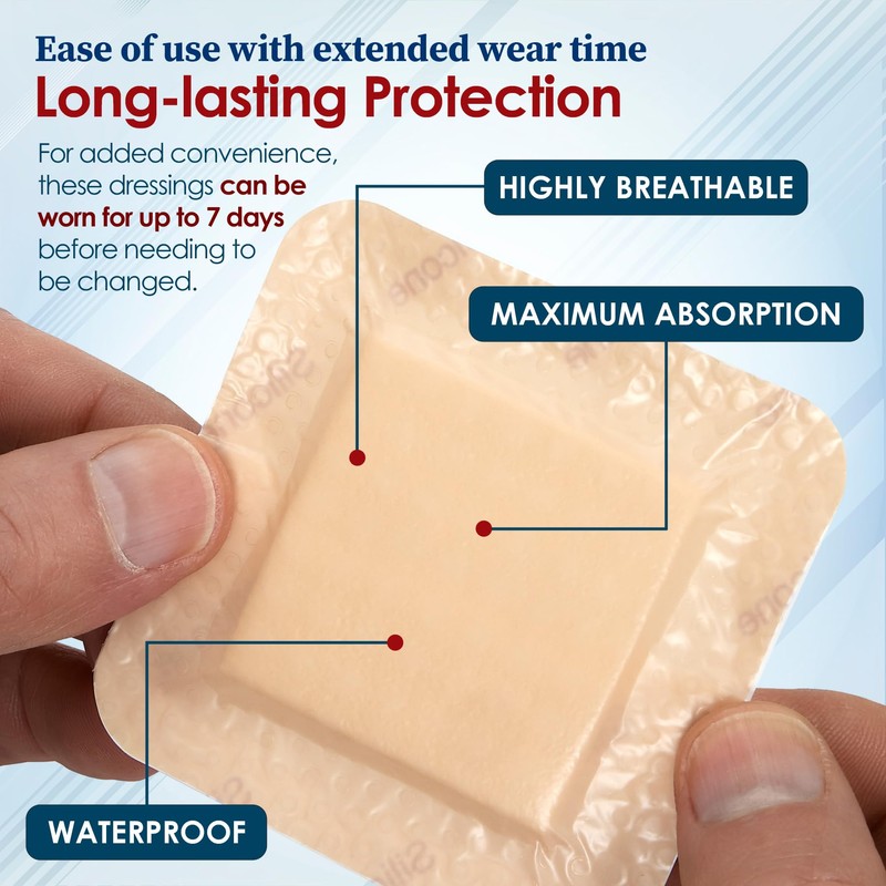 MEDca Silicone Foam Dressing w/Adhesive Border 3"x3" (Pack of 10)