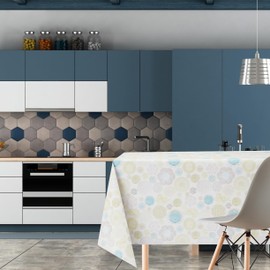 KP HOME Wipe Clean Tablecloth Rectangular 118x55 In (300x140cm) Lace Blue Print - PVC Wipeable Plastic Table Cloth for Outdoor - Waterproof Rectangle Oilcloth 10 Seat Table Cover in Shabby Chic