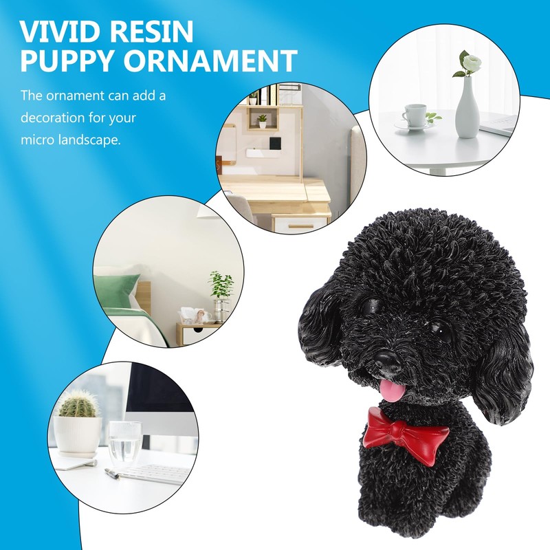 Veemoon Figurines Bobbleheads Poodle Cute Car Fortune Cartoon Black Shaking