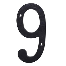 Cerus Rustic Black Hammered Solid House Numbers For Outside Cast Iron Door House Numbers, Large Numbers, 5.5 inches, Black Mailbox Numbers (Number 9 or 6)