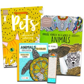 Animal Coloring Book Set for Adults -- Pack of 3 Premium Adult Coloring Books (Animals Collection)