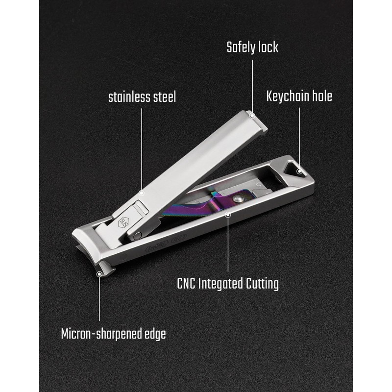 KeyUnity KN02 Keychain Nail Clippers, Foldable Stainless Steel Fingernail Cutter