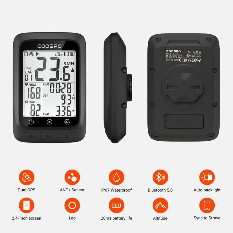 COOSPO Bike Computer GPS Wireless, ANT+ Cycling Computer GPS with