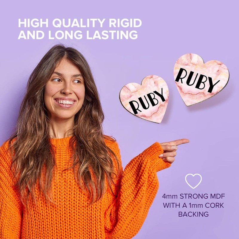 1 x Heart Coaster - Name Ruby Marble Stone Texture