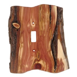 BLACK FOREST DECOR Rustic Juniper Wood Single Switch Cover – Natural Cabin Wall Plate – 4" x 5.58"