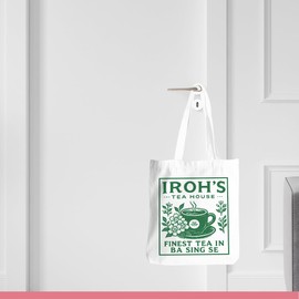 Anime Stuff, Uncle Iroh Jasmine Dragon Tea Tote Bag, Green Teacup Pattern Large Capacity Reusable Tote Bags with Handles, Portable Travel Beach Canvas Bags, Anime Gifts for Women Bestie Friends