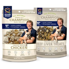 Ernie Els Premium Freeze Dried Dog Treats Bundle - Nutritious, Healthy and All Natural for Snacking, Training and Rewards - Chicken and Beef Liver, 2 Ounce Bags (Pack of 2)