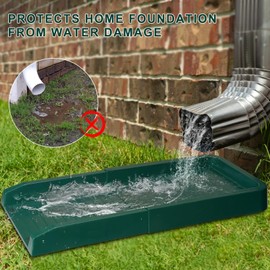 Aobiono Downspout Splash Block, Gutter Downspout Extensions Diverter, 24" Gutter Extension Splash Guard for Rain Water Drainage with Ground Stakes (2 Pcs Green)