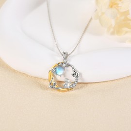 YAFEINI Bunny Necklace 925 Sterling Silver Bunny Pendant Necklace Rabbit Mother's Day Jewelry for Women Mom Ladies