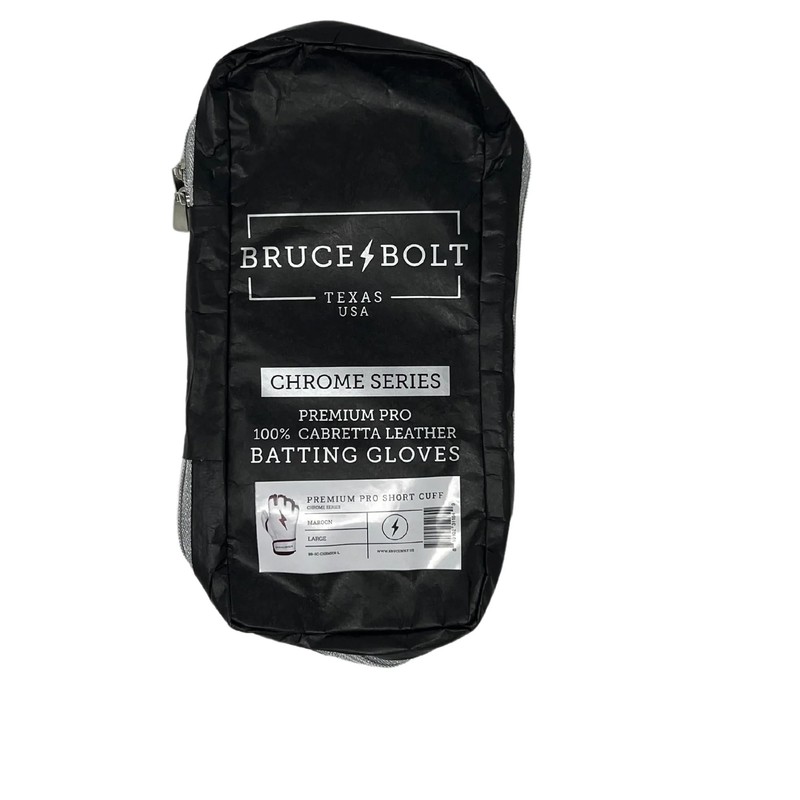 BRUCE BOLT Chrome Series Short Cuff Maroon Batting Glove -