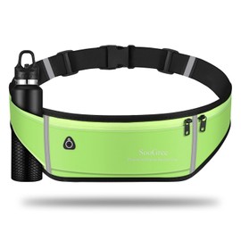 SooGree Men Women Running Belt Fanny Pack,Reflective Workout Sport Waist Pack Bag,Running Phone Holder Belt with Water Bottle Holder, Ideal for Running,Walking,Cycling,Gym Workouts, GSP1189-Green,