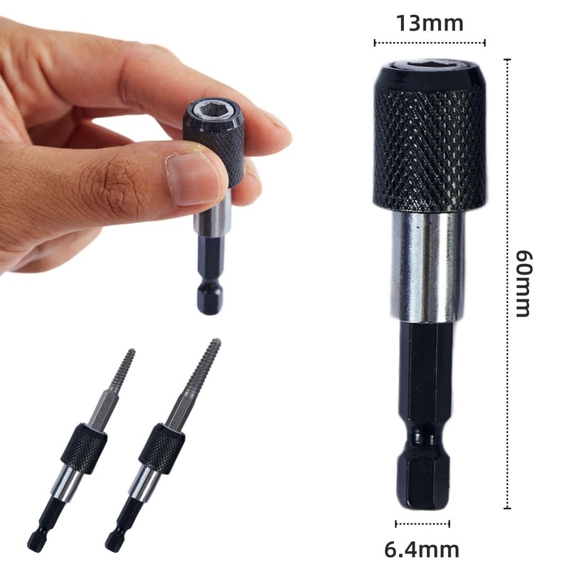 6 Piece Set Reverse Tap Set, Hexagonal Screw Extractor Bit,