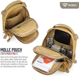 WYNEX Tactical Molle Pouch Small, EDC Utility Pouch Tactical Tool Pouches Bag Compact Multi-Purpose Waist Pouch Include Flag Patch, Mini Design of 3-Day Assault Backpack