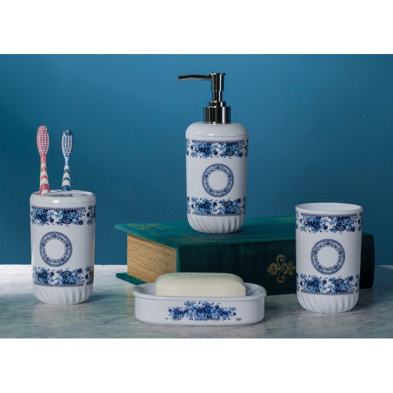 Basicwise 4 Piece Bathroom Accessory Set - Includes Soap Dispenser,