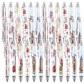Luvart London Ballpoint Pens Set - 36 Pcs London Souvenirs Gifts from UK London Travel Ballpoint Pens United Kingdom Bus Soldier Retractable Ball Point Pen Gift for Office School Traveler Supplies