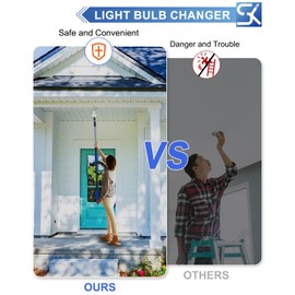 SKGPOLE 26FT Reach Light Bulb Changer for High Ceilings with Telescopic Extension Pole, 5-20Foot Light Bulb Extension Pole Changer with Baskets and Suction Cup for High Ceilings and Recessed Lights