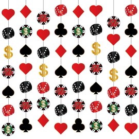Blosssound 8 Pieces Casino Theme Party Decorations Casino Party Hanging Garlands Poker Hanging Banner Las Vegas Theme Card Garlands for Poker Night Birthday Supplies