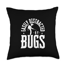Easily Distracted By Bugs Pest Control Funny Exterminator Throw Pillow