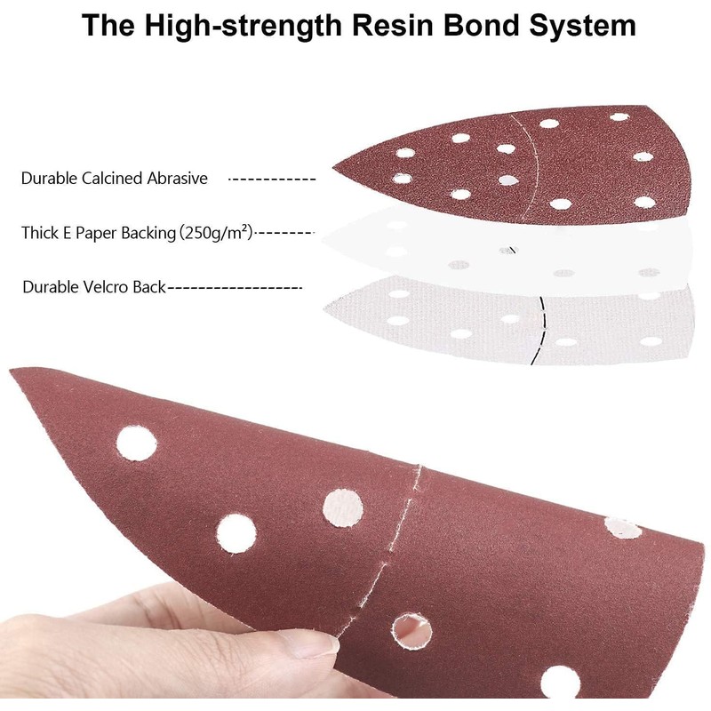 60pcs Sanding Sheets,152x105mm Sander Sheets, 11 Holes Hook and Loop