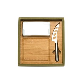 Red Vanilla GR916-249 Slice Bamboo Cheese Board Set with Food Tray & Cheese Knife, Brown