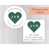 Return Address Initials and Heart Sticker/Label (#149-WH)