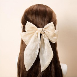 LERTREE 3 Pcs Rhinestone Big Bow Hair Clips Glitter Bowknot French Barrette Spring Clips for Women (BG+BK+RD)