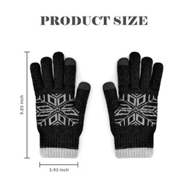 Yonchic Winter Wool Knit Gloves for Men Women, Fleece Lined Warm Stretchy Glove with Touch Screen Fingers for Driving Texting (Black)