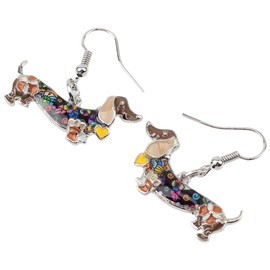 BONSNY Enamel Alloy Dachshund Dog Pets Earrings for Women Jewelry Novelty Funny Charms Original Design
