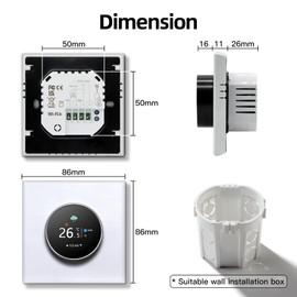 MVAVA Thermostat for Water Underfloor Heating, Smart WiFi Thermostat Compatible with Alexa and Google Assistant, Room Thermostat Compatible with Tuya Smart Life App Remote Control, White