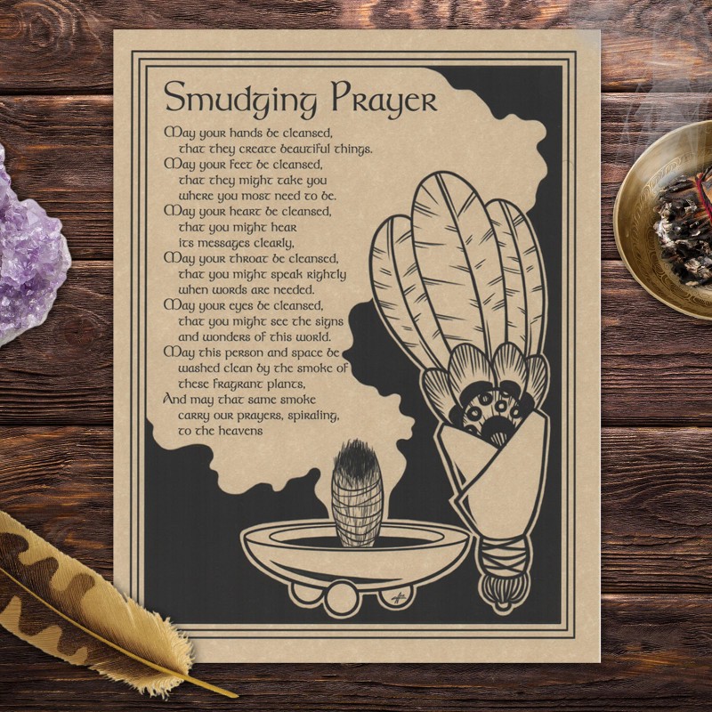 Smudging Prayer Poster 8.5 x 11" Parchment Print NEW Book