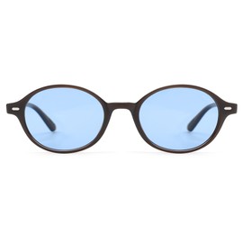 SOJOS Retro Trendy Oval Polarized Sunglasses Womens Mens, 90s Small Narrow Slim Chic Round Sunnies SJ2611, Dark Brown/Blue