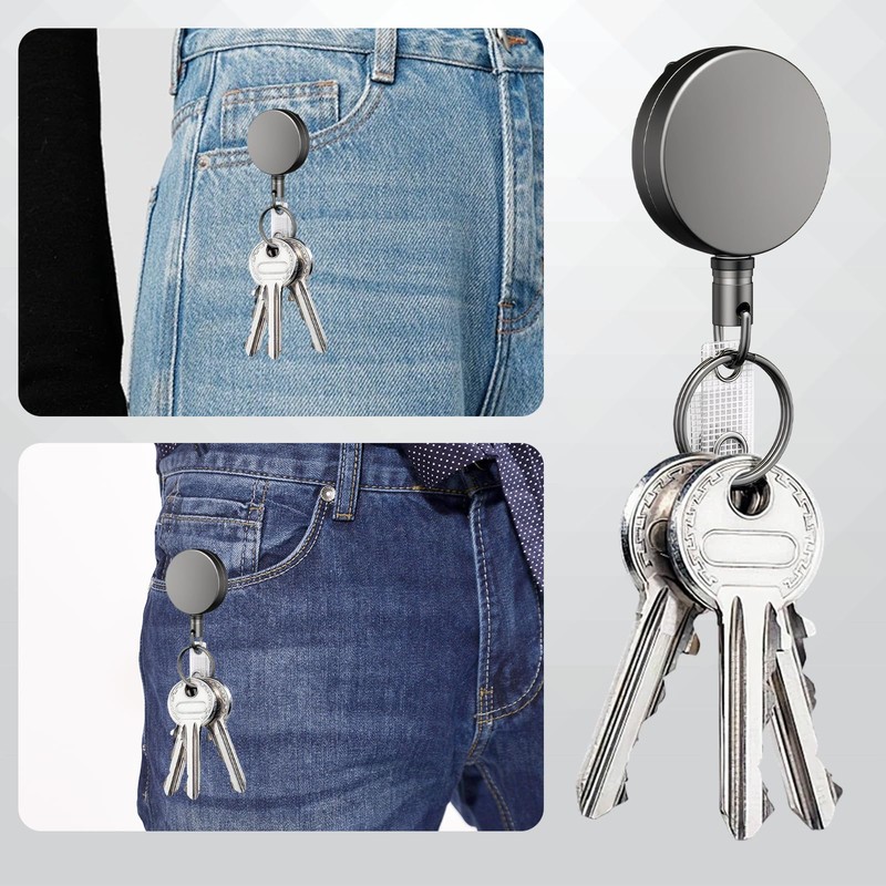 Pack of 3 Key Fob Extendable, Extendable Lanyard, Multifunctional Retractable