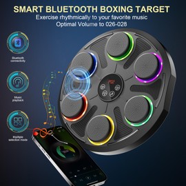 UKH Music Boxing Machine, Boxing Music Workout Machine for Adults Kids, Smart Boxing Traineing Machine, Wall Mounted Boxing Punching Pad with Gloves, Home Boxing Workout Equipment Target, Black