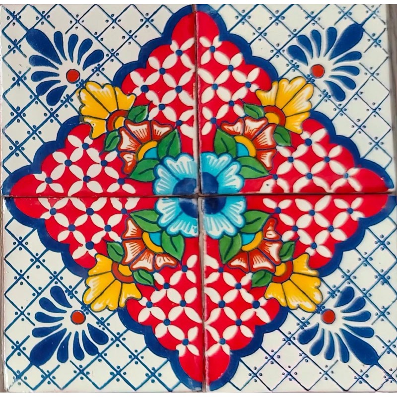 Escanver 40 Piezas Azulejo De Talavera 10x10 Cm Diferentes Colores