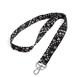 Vera Bradley Women's Cotton Wide Lanyard, Black Bandana Medallion - Recycled Cotton, One Size