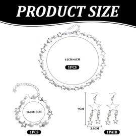 GTYHH 1 Necklace, 1 Bracelet and 1 Pair of Earrings, Star Element Jewellery, Y2K Jewellery, Punk Jewellery, Women's Jewellery