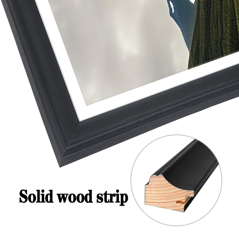 XYFBYSH 22x35 Picture Frame Solid Wood Black, Display 20"x33" (With