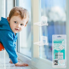 Viaky 8PCS Sliding Door Locks Child Proofing Safety Lock Baby Proof Closets Patio Bathroom Kitchen Door Glass Window Locks Childproof Pets Latch (Transparent)