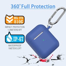 MHYALUDO AirPods Case Cover with Cleaning Kit & Keychain, Compatible with AirPods 2nd Gen 2019 & 1st Gen 2016, Soft Protective Royal Blue