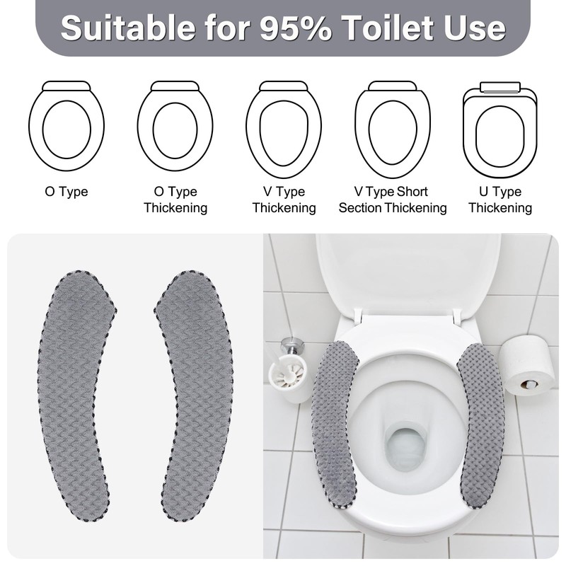 2Pairs Warm Toilet Seat Cover Mat Plush Thick Toilet Seat