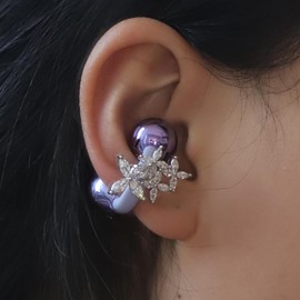 Clip on earbuds jewelry for hyundai，Rhinestone crystal butterfly clip on earring earbuds for freeclip [Majus Four-petal snowflake design]