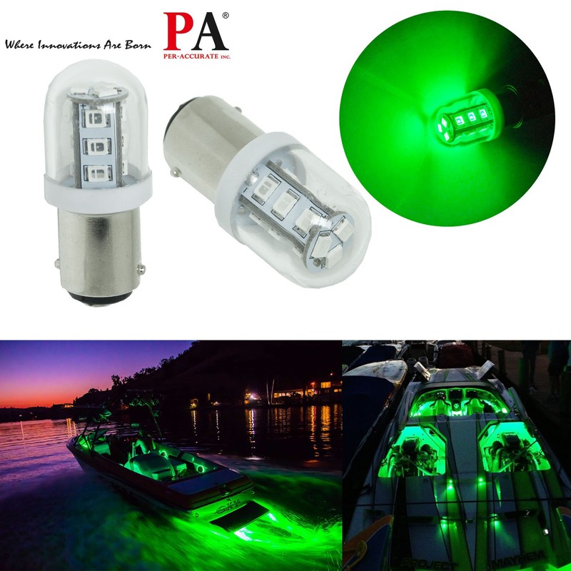 PA LED 2x 1142 Ba15d 15 SMD 9-32V Super Green