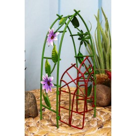Pacific Trading Ebros Fairy Garden Miniature Floral Trellis Arch Swing Door Gate Metal 6.5"H