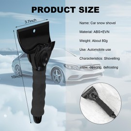 Yourkar Ice Scraper for Car Windshield, Scratch Free Foam Gripped Windscreen Snow Scraper Frost Ice Crusher, Winter Window Snow Shovel Frost Removal Tool for Car Small Trucks (Black)