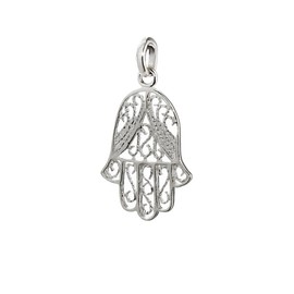 NKlaus 925 Sterling Silver Hand of Fatima Pendant / Eye of Fatima Charm 19 x 15 mm 5022, Sterling Silver, No Gemstone