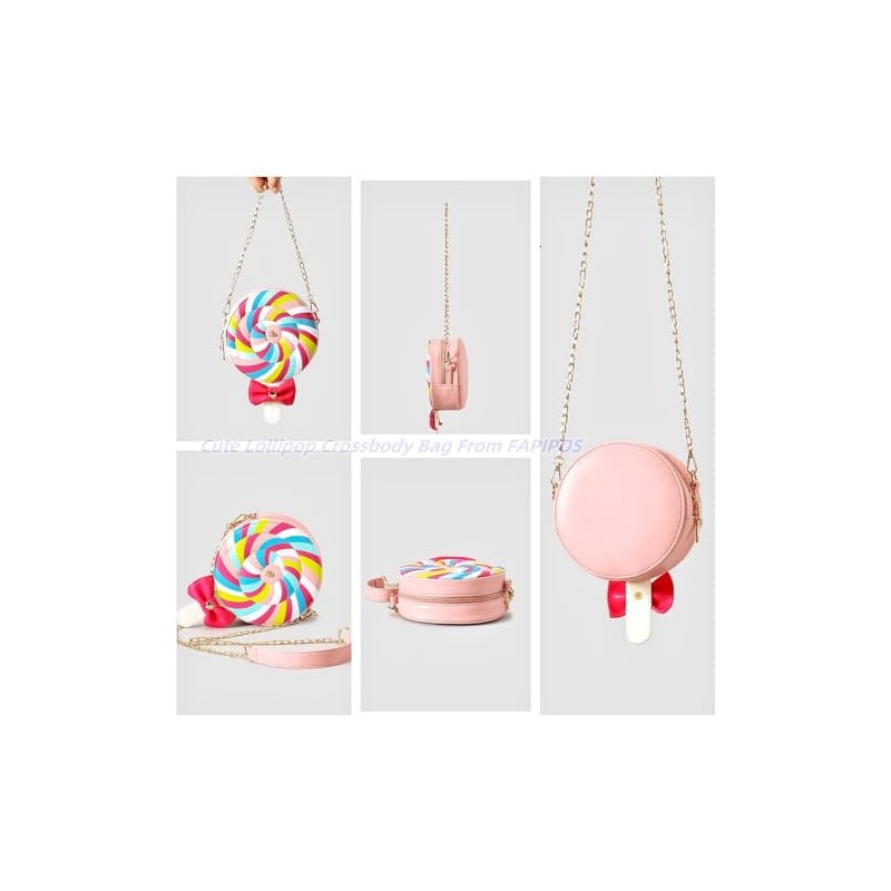 FAPIPOS Novelty Handbags,Funny Lollipop Bag.Fun Shape Purse Chainstrap Glitter,Cute lollipop