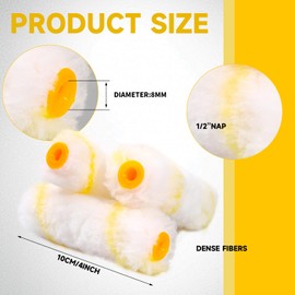CONEHOY 600 Pcs 4 Inch Paint Roller Covers Mini Paint Roller with 1/2" Nap Microfiber Bulk Set Small Painting Tools and Supplies for House Repair DIY Home (Yellow)